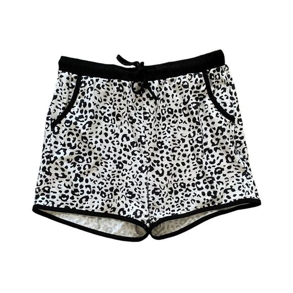 Snow Leopard Print Casual Lounge Pajama Set Black + White Women’s Size Large - Picture 5 of 6